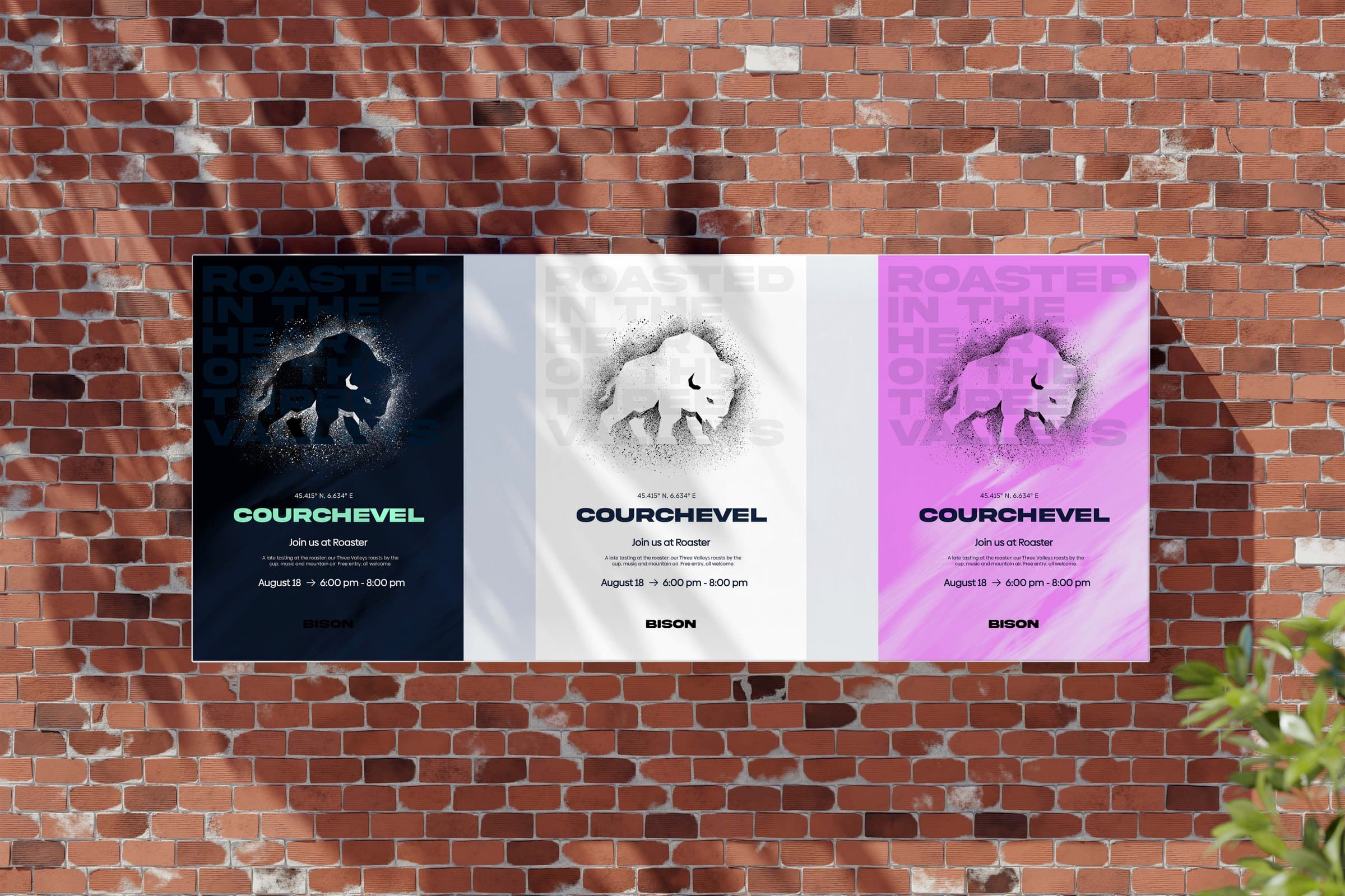 the three Courchevel posters pasted on a wall
