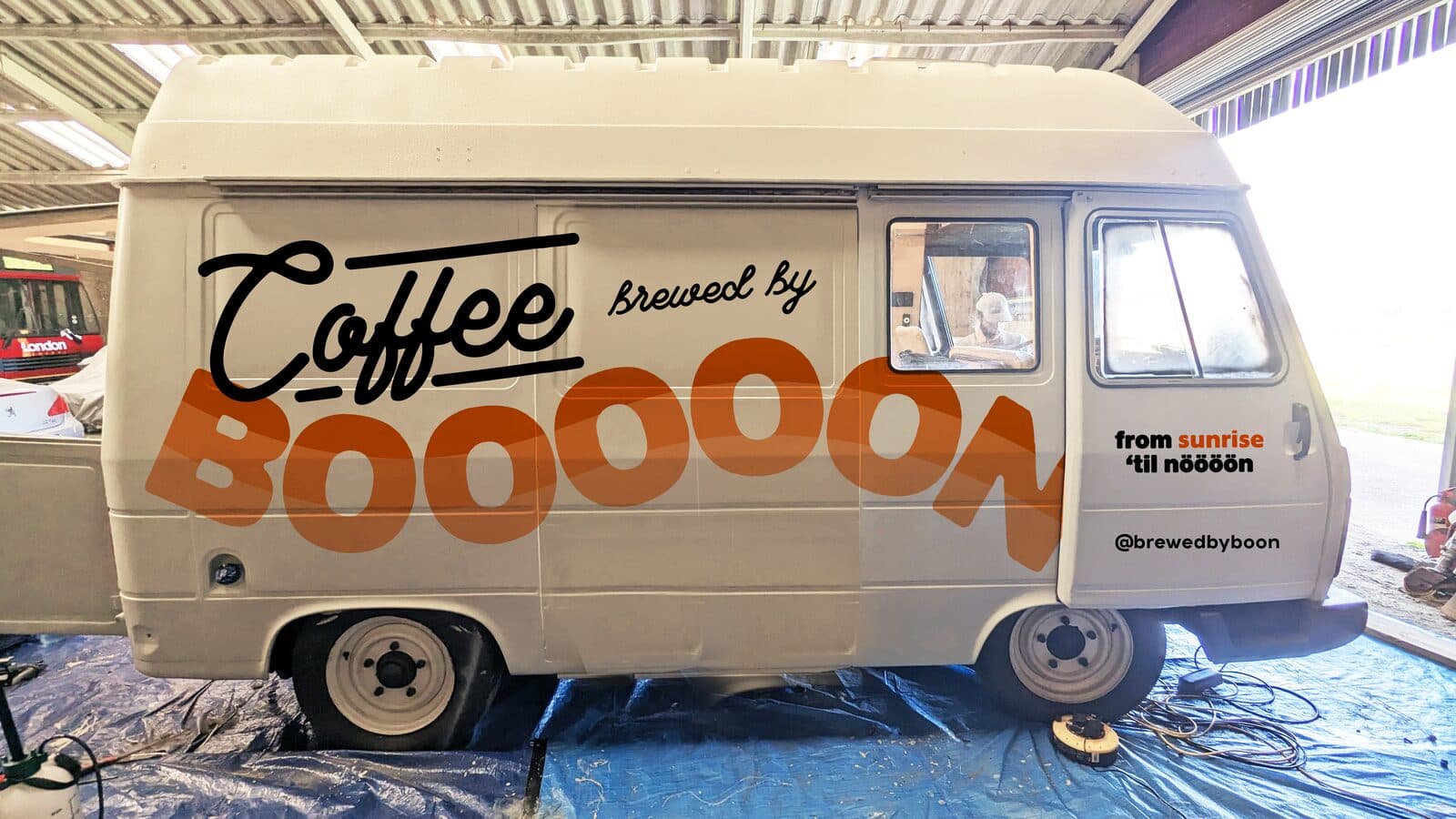 coffee van livery mock-up on photo