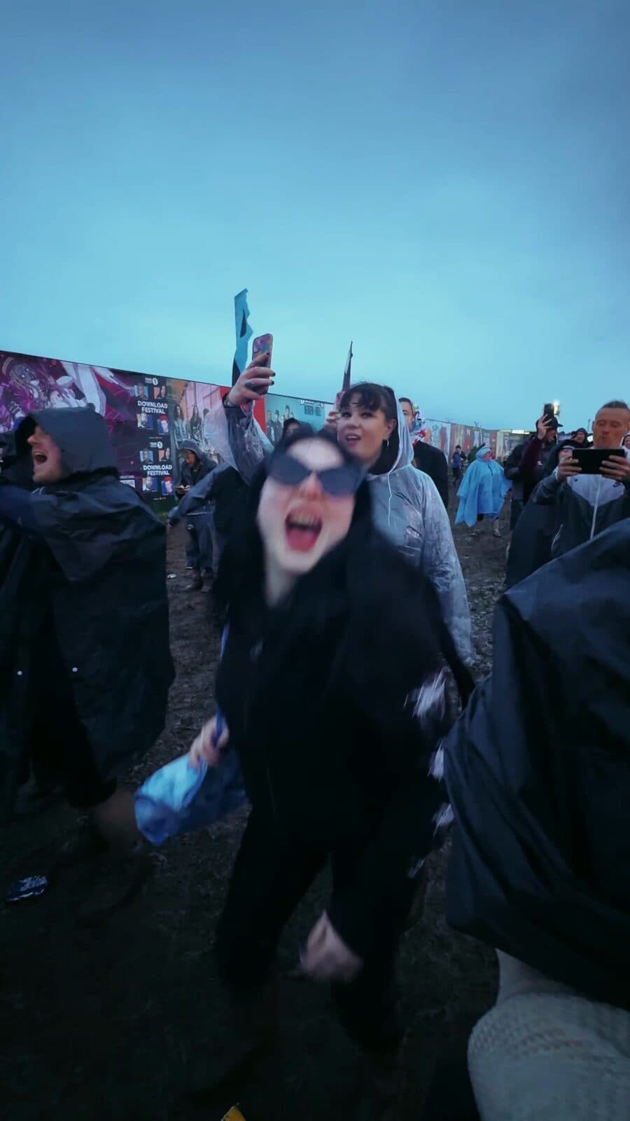 main stage crowd at dusk